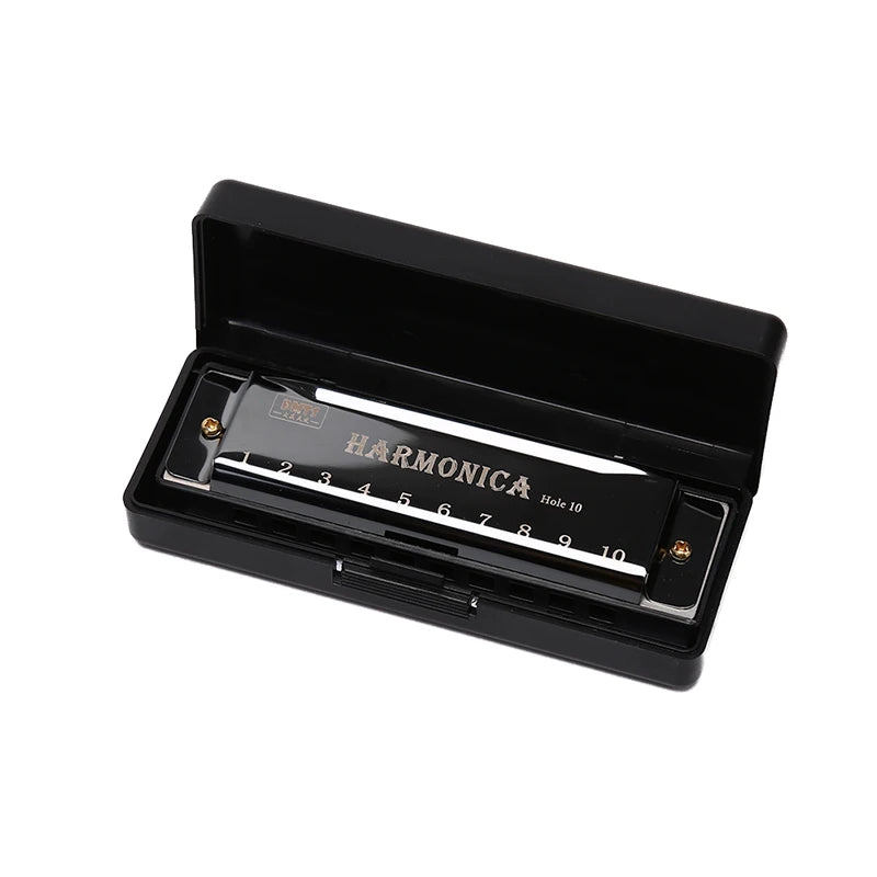 10 Hole 20 Tone Harmonica Woodwind Instrument Red Silver Black ABS Qme A1