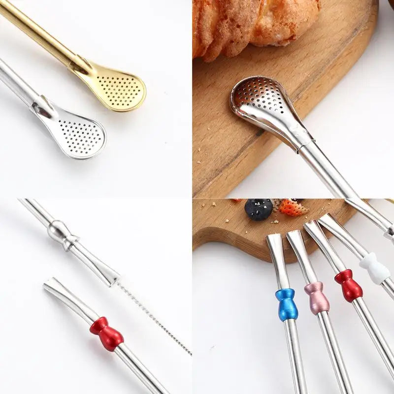 Bombilla Coffee Spoons Milk Drinking Kitchen Tools Reusable Straw Qme