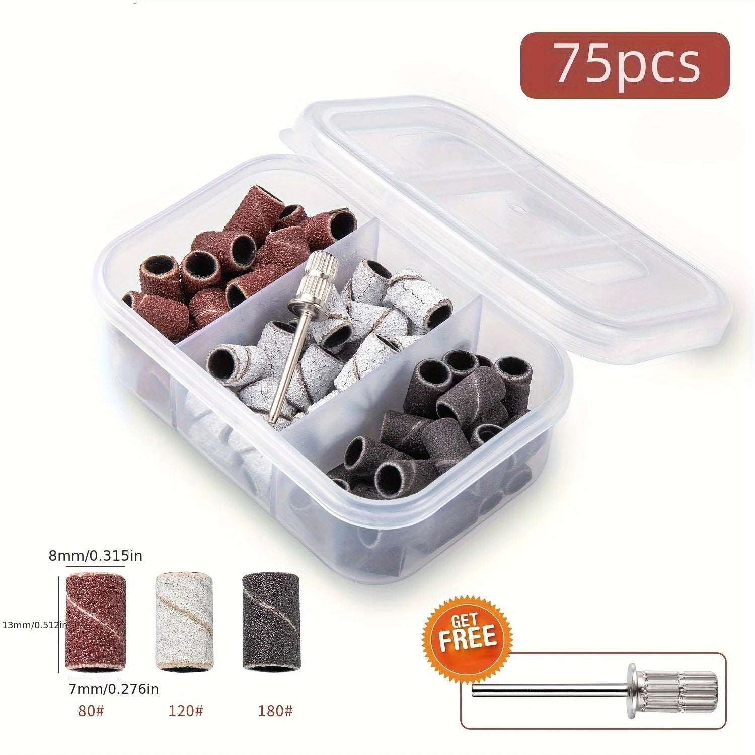 1set Nail Art Sanding Ring Nail Surface Dead Skin Remover Nail Sanding Ring Grinder Grinding Head Nail Art Tool Qme Brown white black