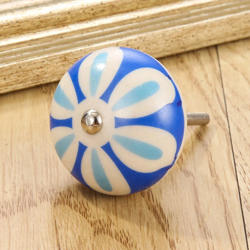 1PCS Multicolor Ceramic Knobs For Cupboard Cabinet Dresser And Furniture Antique Floral Drawer Handle Pull Door Knob Qme A7
