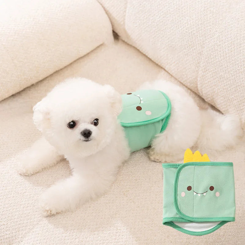 Cartoon male dog physiological pants, pet washable diaper to prevent harassment, estrus dog diaper pants Qme