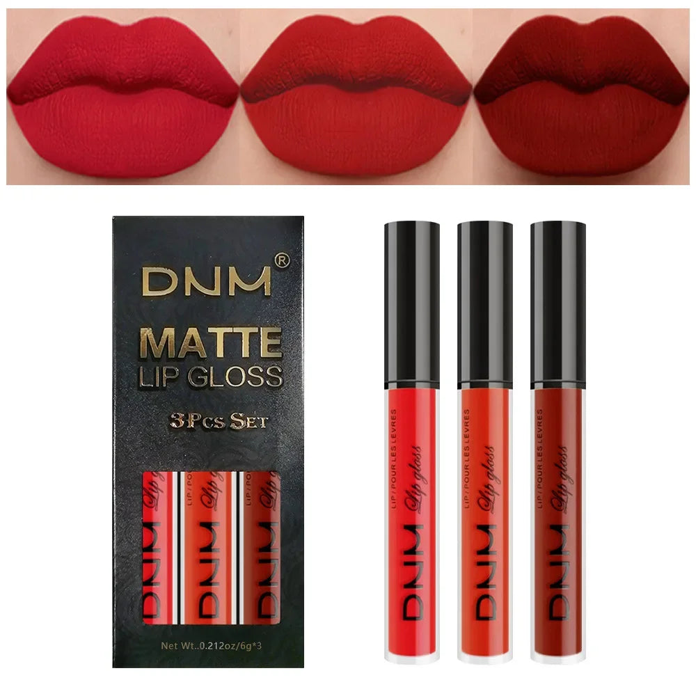 3pcs/set Liquid Lipsticks Waterproof Long Lasting Cosmetic Red Blue Purple Matte Lip Gloss Nude Lip Tint Stain Makeup Qme 05