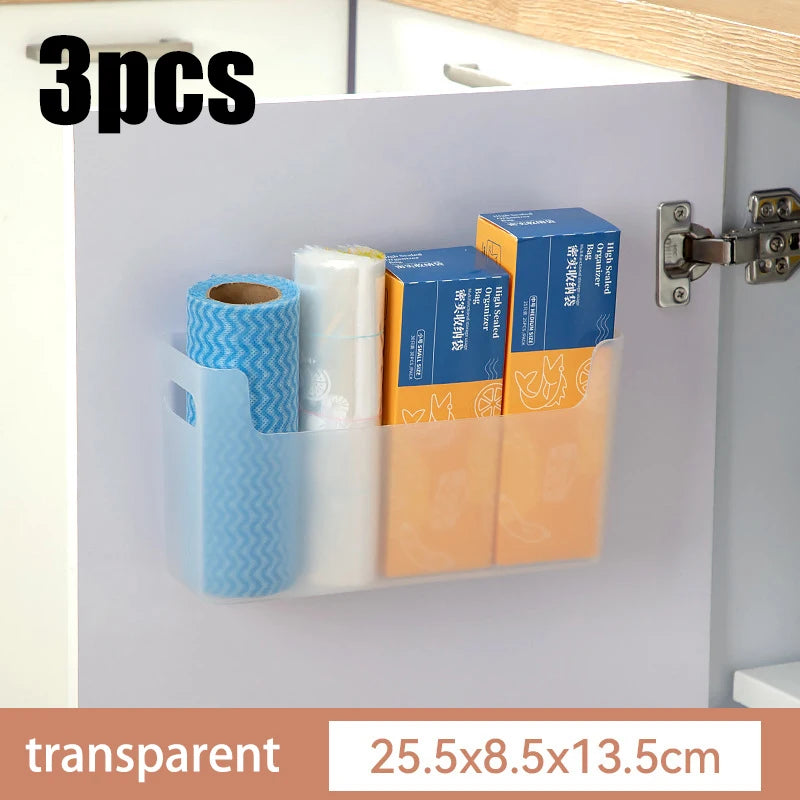 Cabinet Door Storage Box, Seasoning Rack, Perforated Wall Storage Box, Home Underwear and Socks Storage Rack, Tableware Drying Qme B Large 3pcs