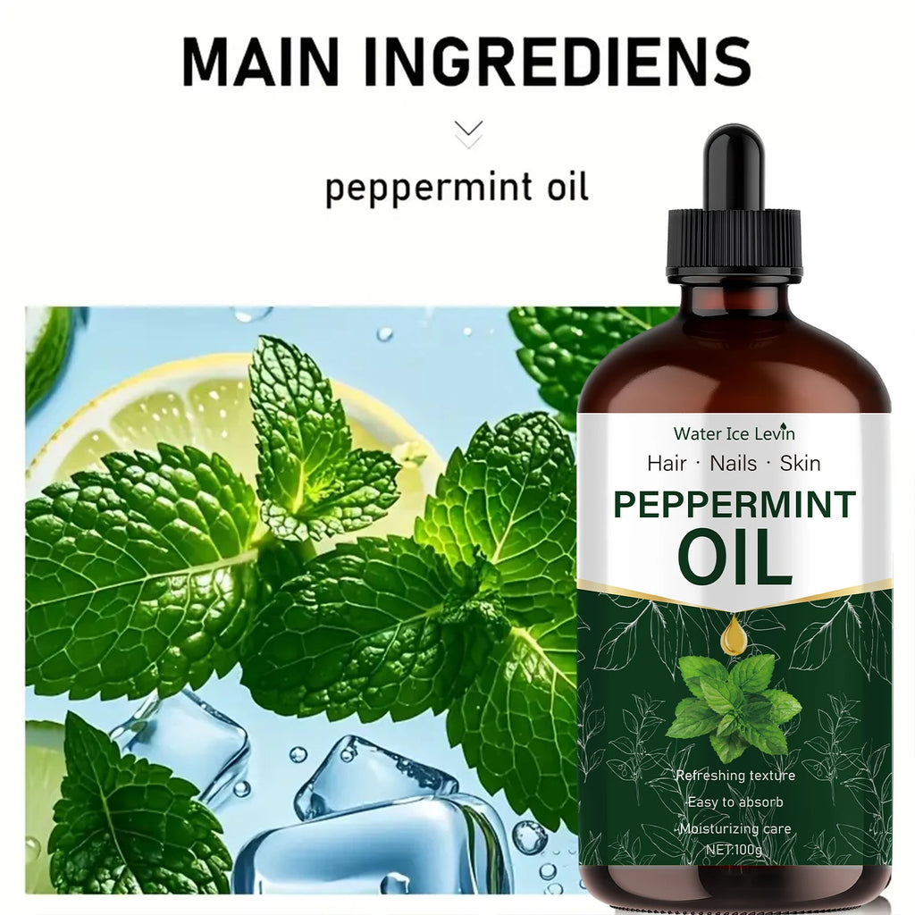 100g Peppermint Essential Oil, Extracted from Natural Plants, Hypoallergenic, Moisturizing Massage Oil Suitable for Men and Women, Hair, Diffusers, and Humidifiers Qme