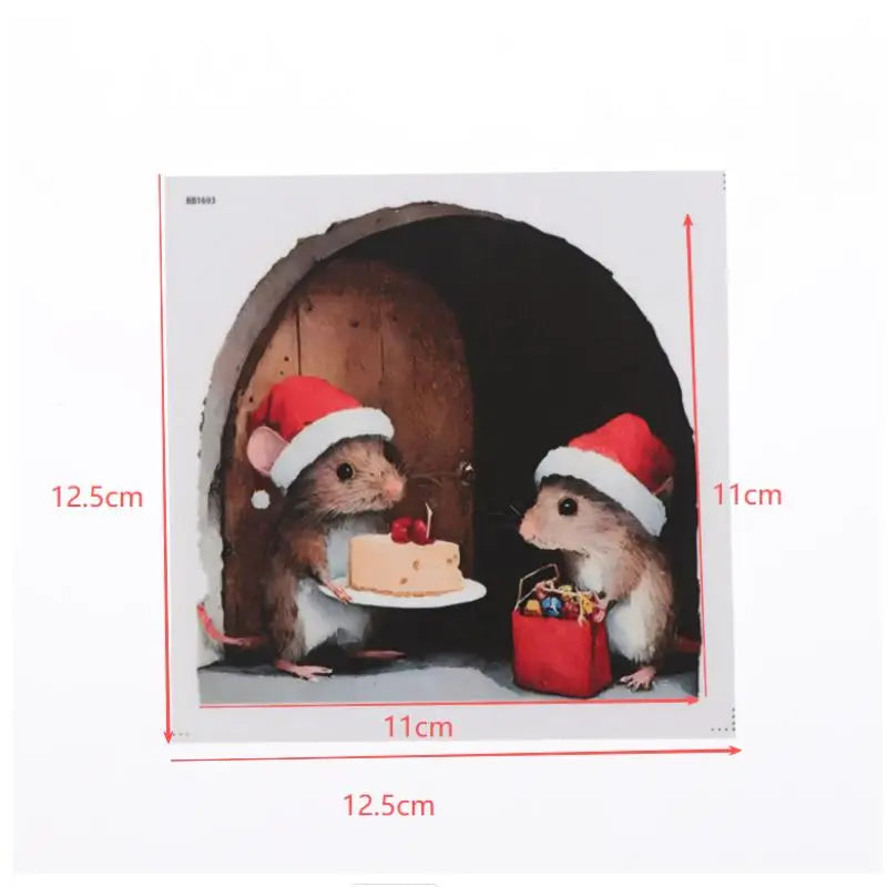 Cute Christmas Small Mouse Hole Wall Stickers Xmas Decoration For Home Navidad Merry Christmas New Year Accessories Qme