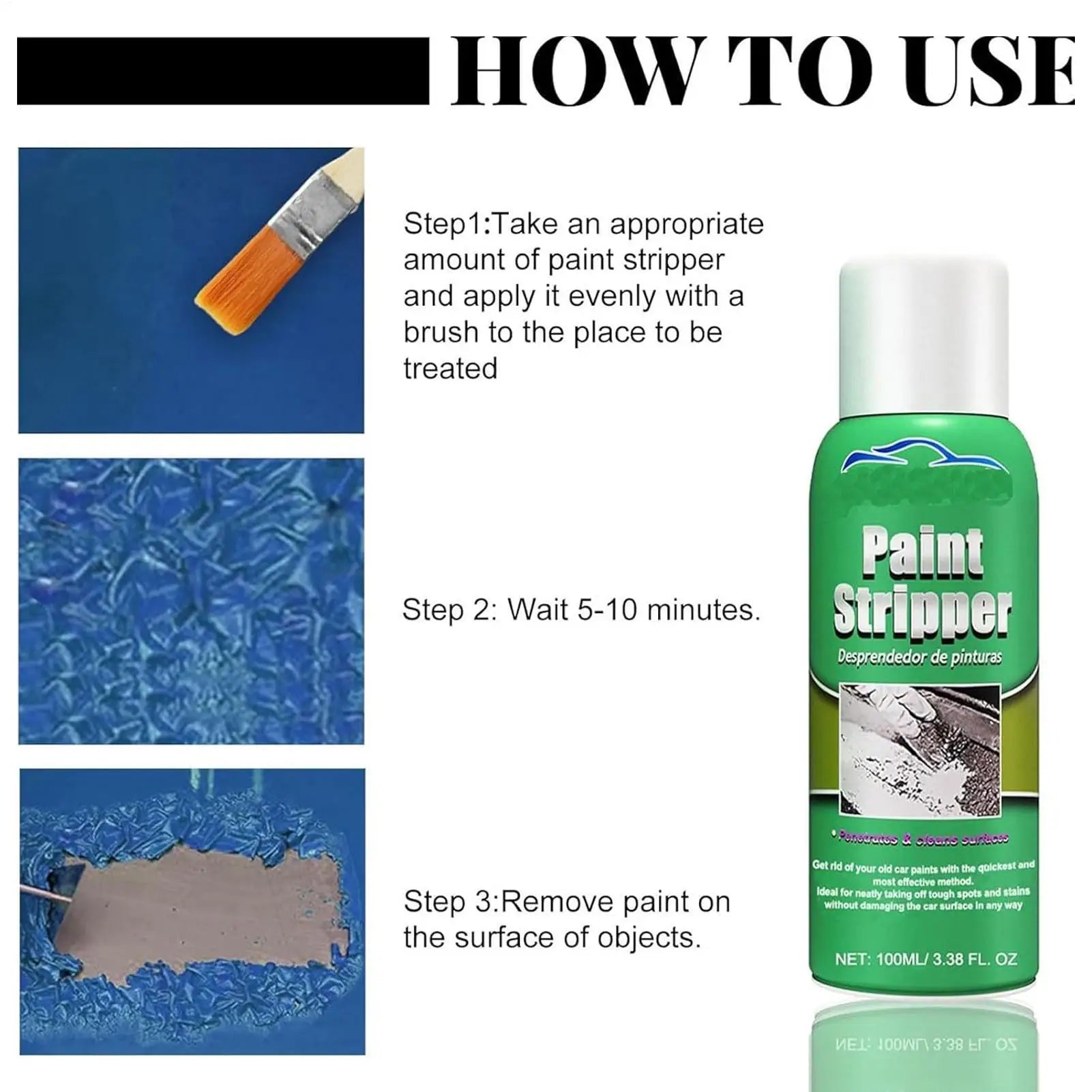 Paint Remover for Concrete 100ml Paint Thinner Remover Fast-Acting Car Dust Remover Supplies for Glass Metal Wood Furniture Use Qme