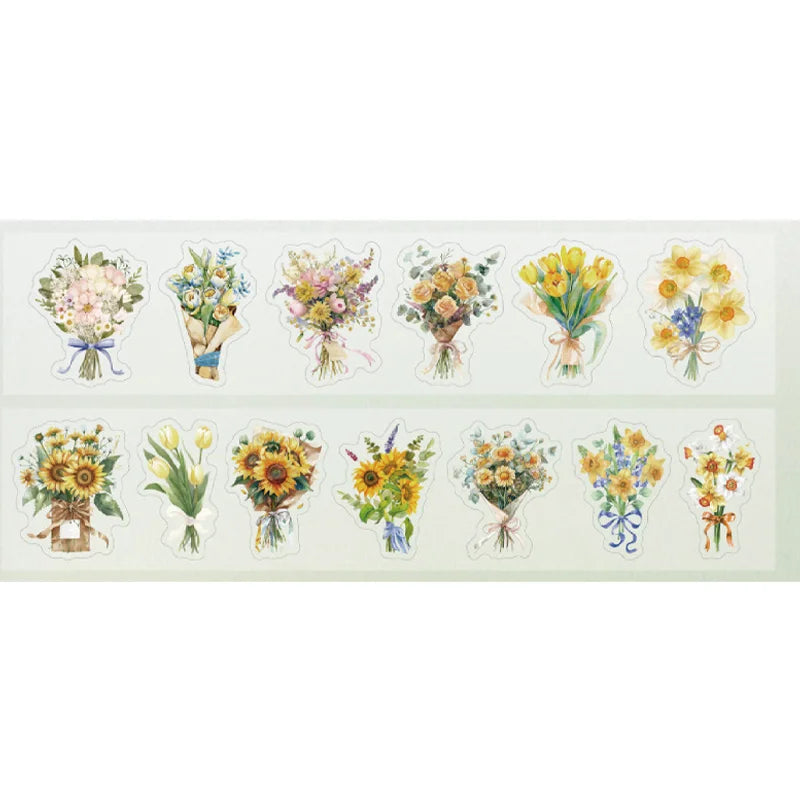 Stickers Tape 40mm*2m Bouquet Bouquet Die-Cut Tape Scrapbooking Stationery DIY & Handbook Mobile Phone Case Notebook Decoration Qme 5