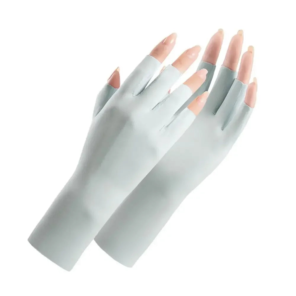 1 Pair Fingerless Gloves Thin Outdoor Riding Gloves UV Protection Multicolor Driving Gloves Stretch Female Touchscreen Qme 49QH