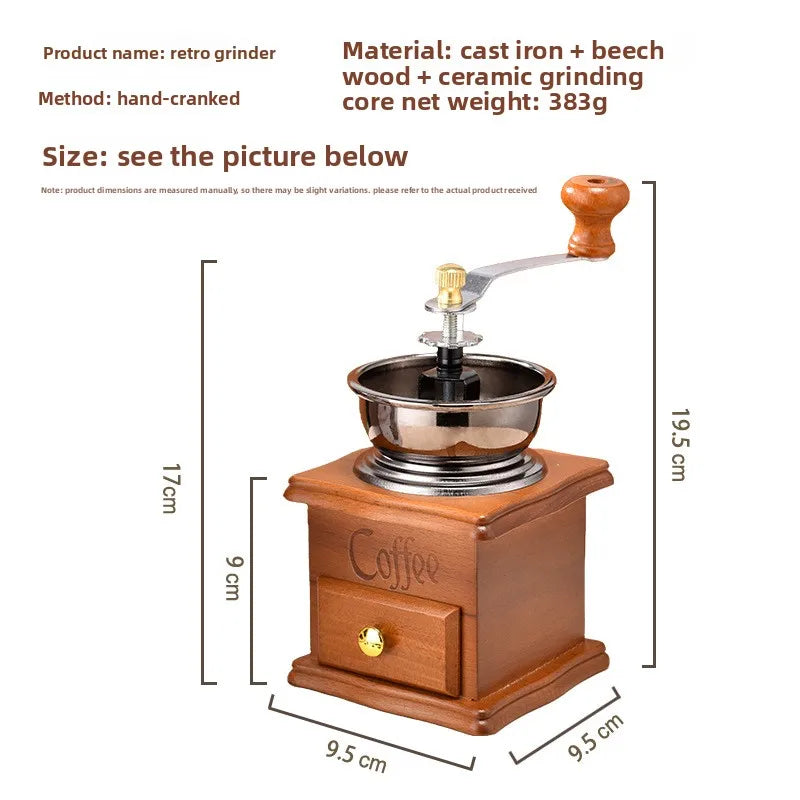 Household Small Retro Hand Coffee Machine Grinder Bean Kitchen Manual Qme