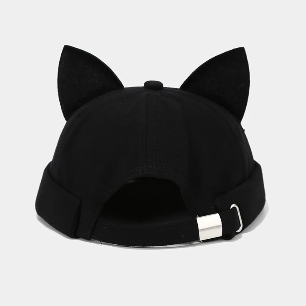 Simple Cute Cat Ears Brimless Hat Sweet Breathable Dome Melon Cap Qme Style 6