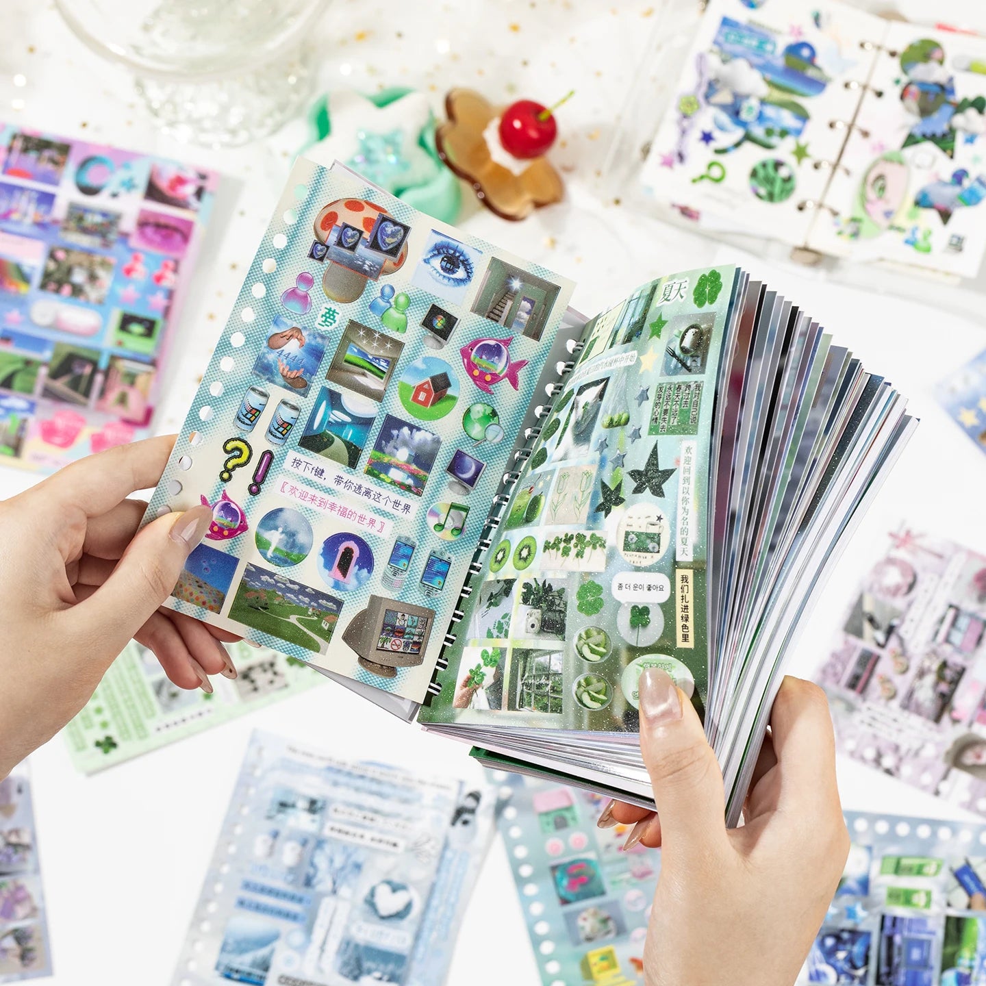 30/60 sheets Kawaii Reshaping Time Series Die Cutting Coil Sticker Book DIY Scrapbook Japanese Stationery Decoration ﻿Kit Qme