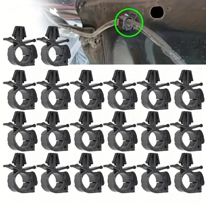 10pcs Black Plastic Automotive Wire Harness Fasteners - Secure Fixation Clamps with Cable Tie for Bellows, Tubing Qme