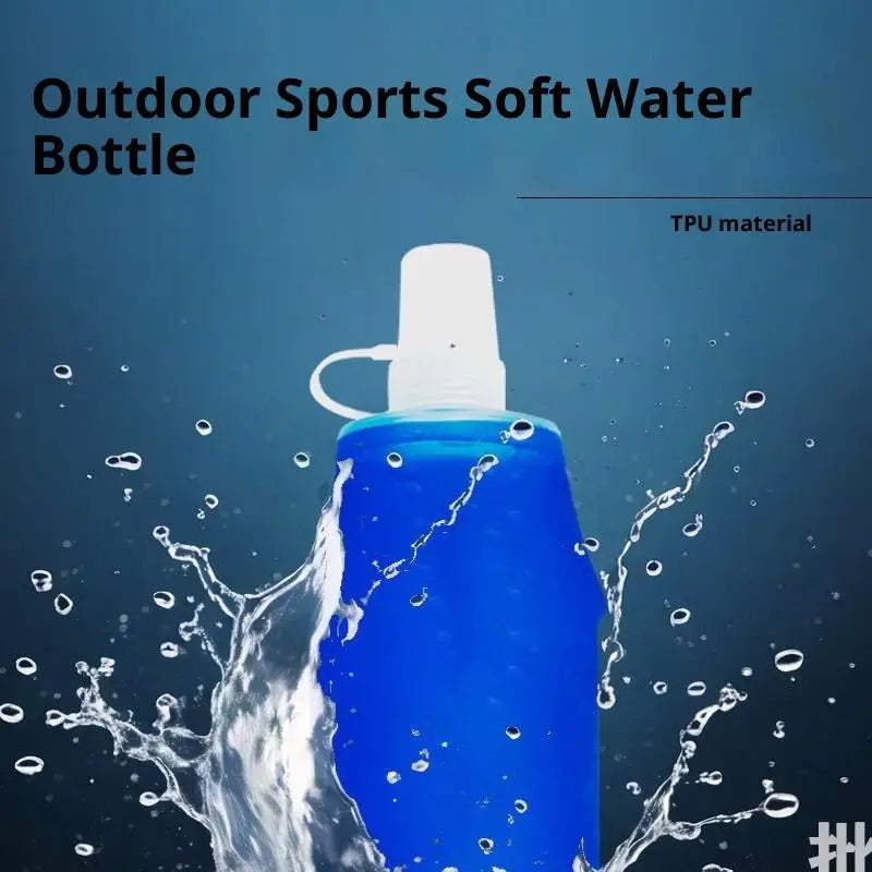 Folding Water Bottle TPU Collapsible Soft Flask Outdoor Sport Hiking Qme