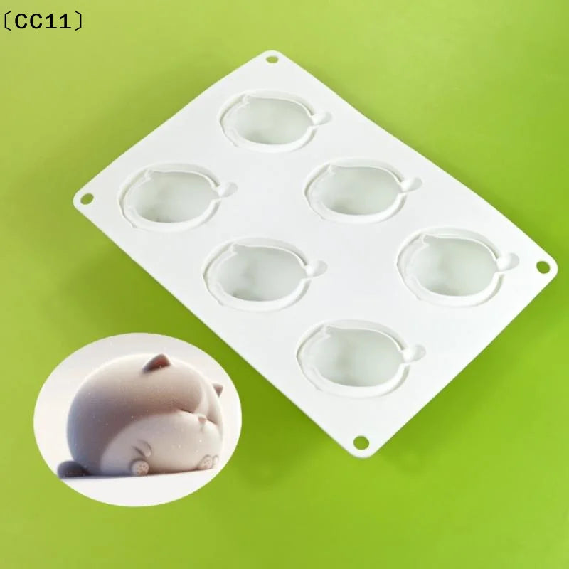 3D Lovely Cat Pudding Mousse Mould DIY Animal Mochi Dessert Chocolate Qme