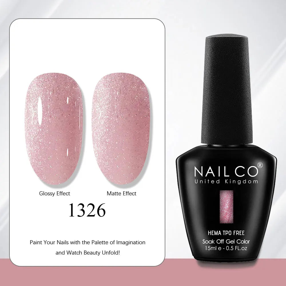 NAILCO Gel Nail Polish Nails Semi-permanent UV Varnish Glitter Glass Qme 1326