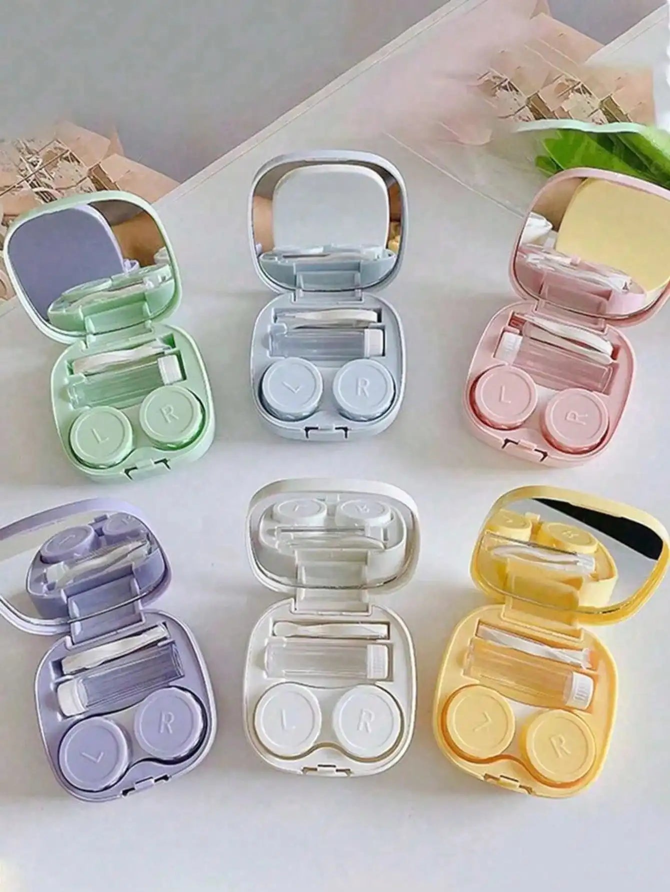 Portable Simple Square Contact Lens Case DIY Solid Holder Suitable Qme
