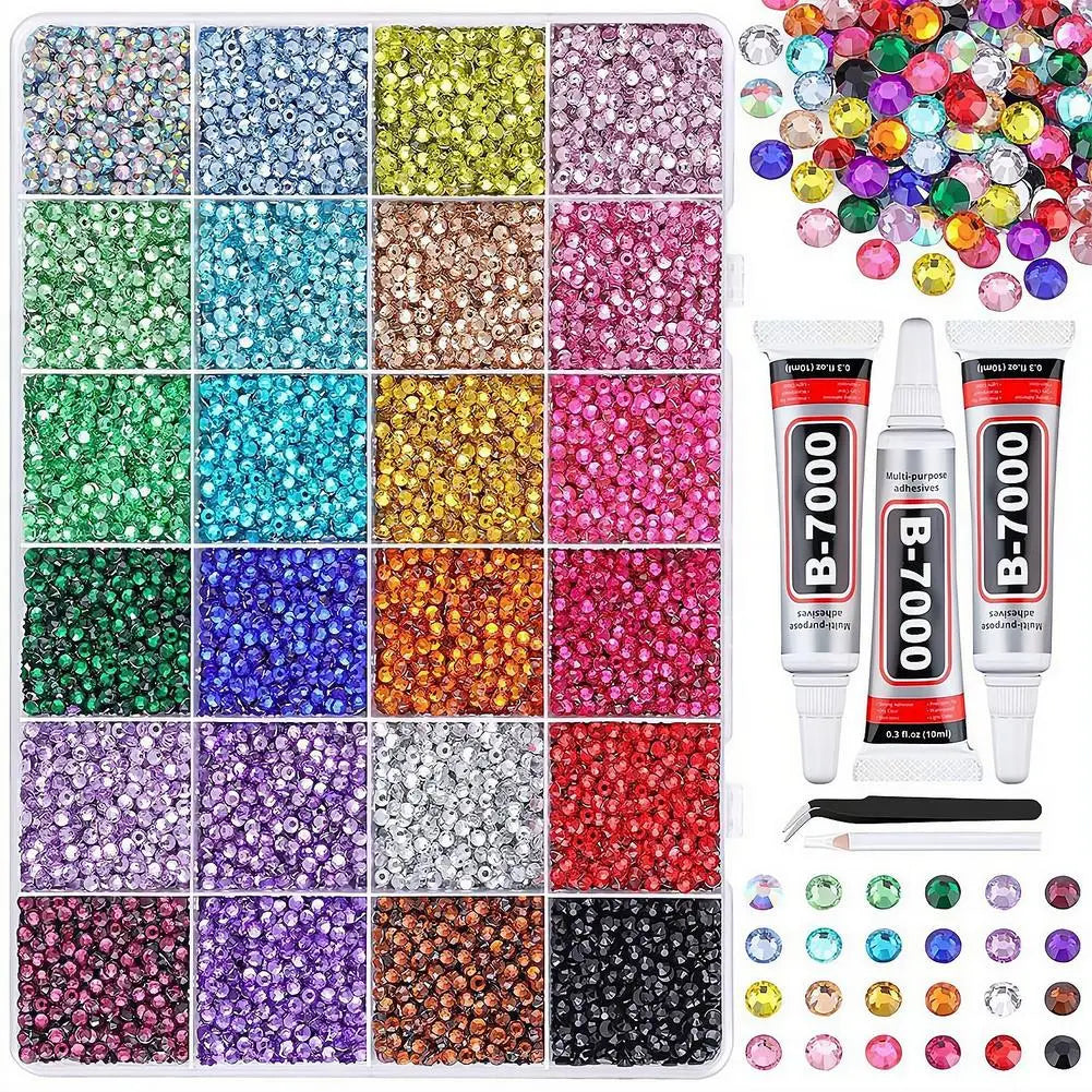 24 28 Girds Nail Charms Rhinestones Bedazzling 3D Nails Colorful Qme