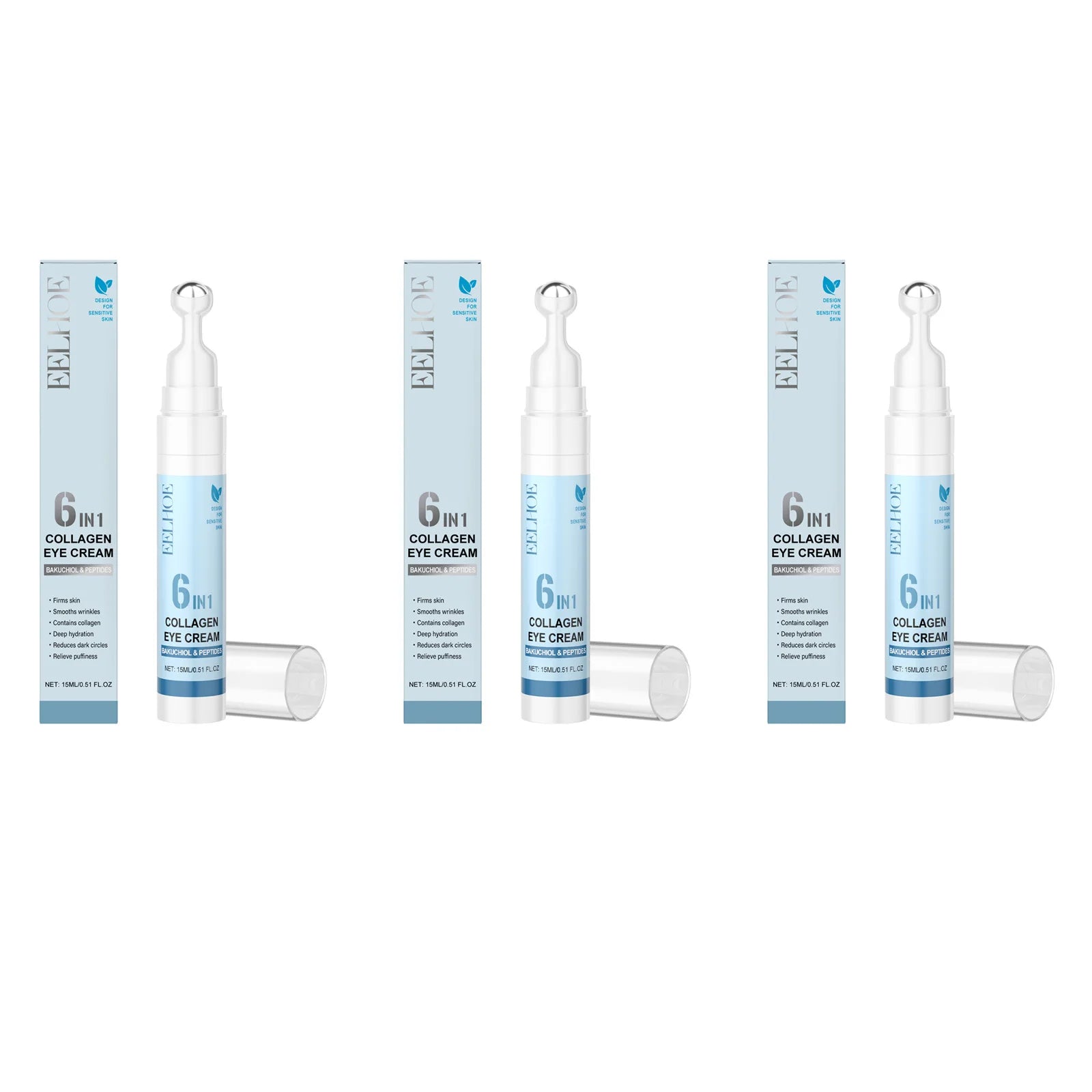 Lightening Dark Circles Eye Cream Anti-Puffiness Fade Fine Lines Firming Hydrating Moisturizing Under Eye Care Collagen Eye Crea Qme 3 x 15ml Boxed