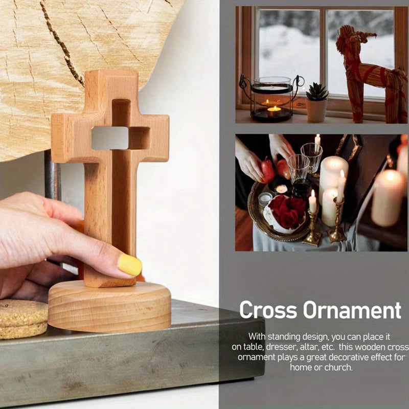 Sacred Church Ornament Wooden Jesus Standing Cross Religious Holidays Qme