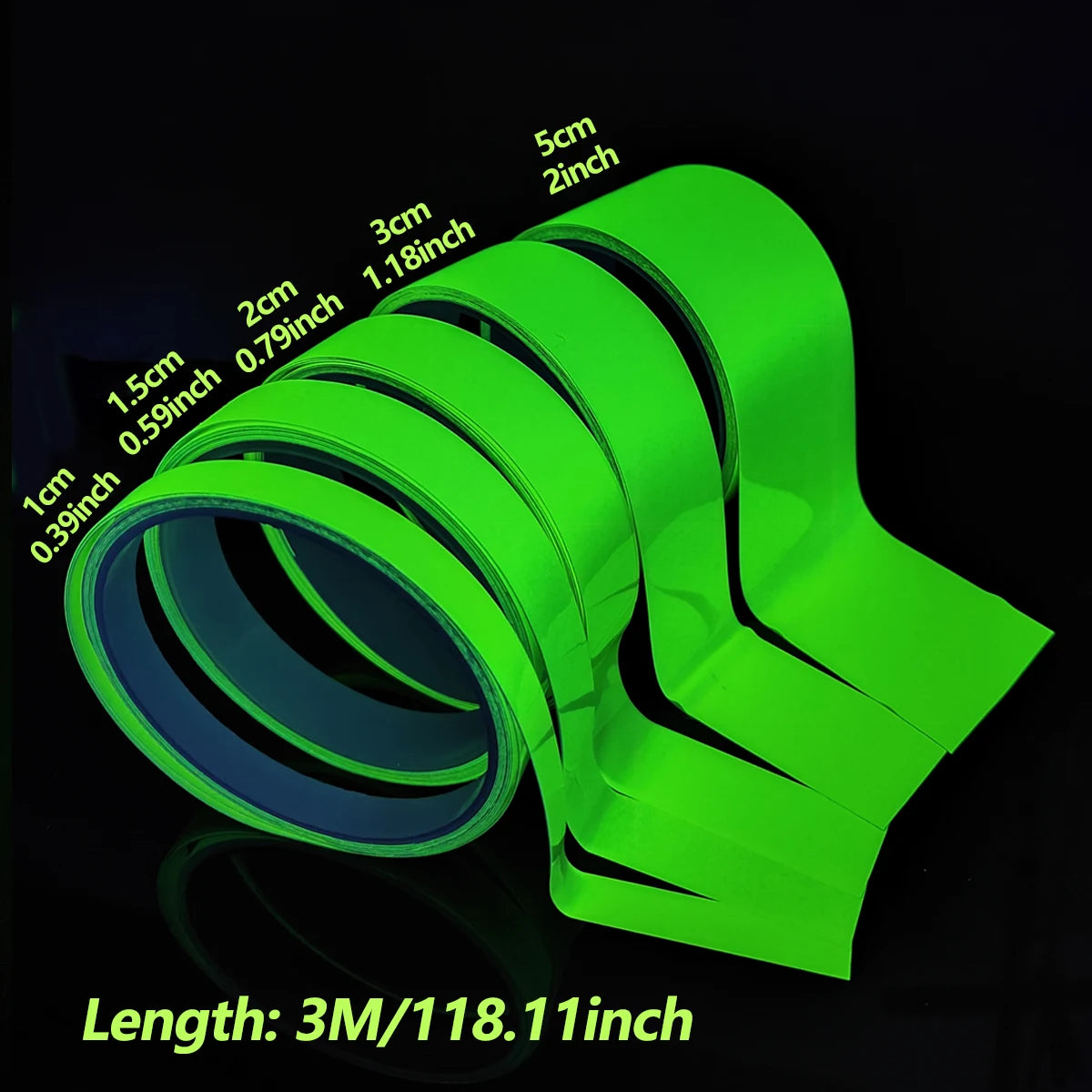 Luminous Tape For Night Use, Waterproof Luminous In The Dark Tape Stickers Bright Fluorescent Outdoor for Fishing Poles, Ropes Qme