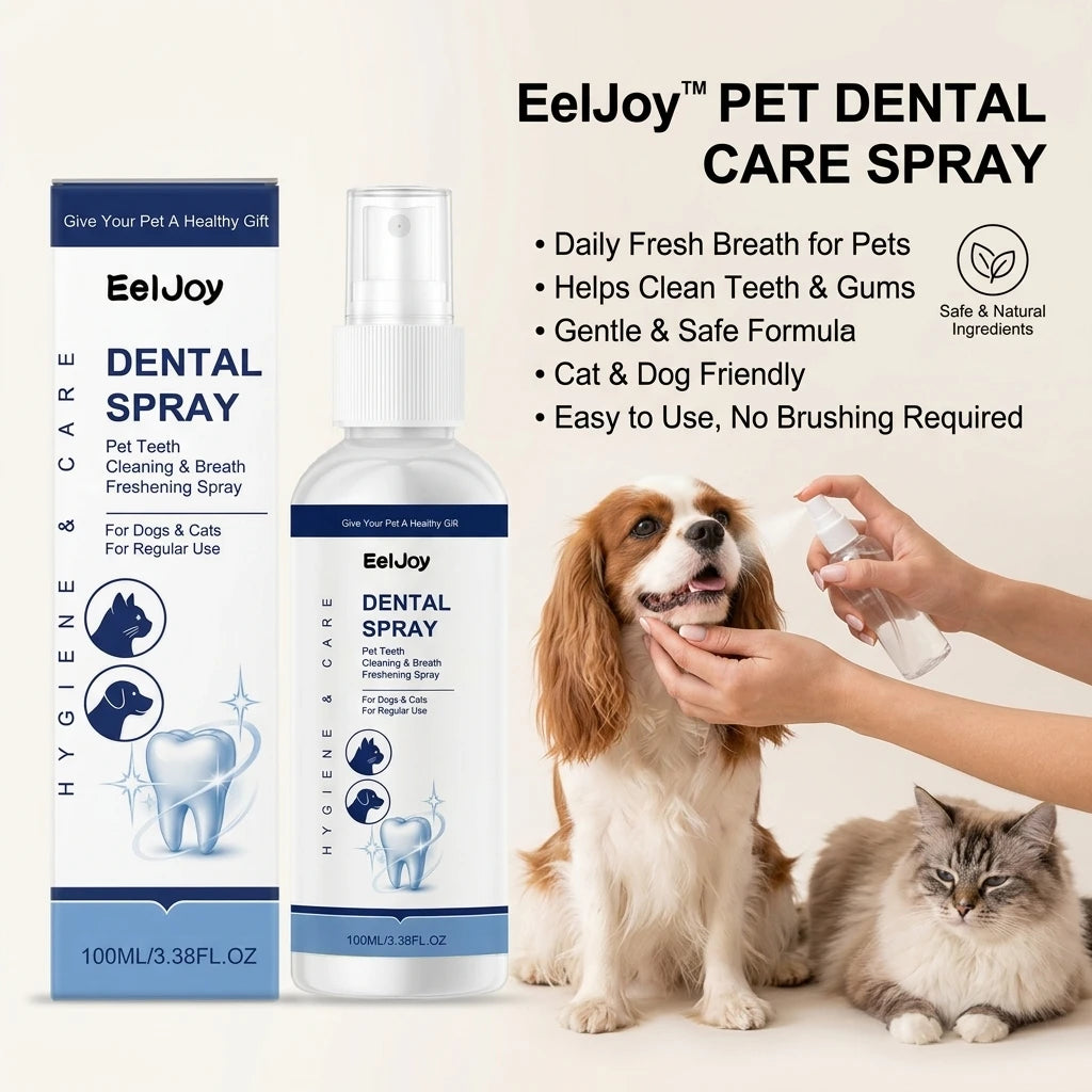 Pet Dental Care Spray Remoce Plaque & Tartar Buildup Reduce Odor Soothe Inflamed Sensitive Gums No Brushing Teeth Cleaning Spray Qme