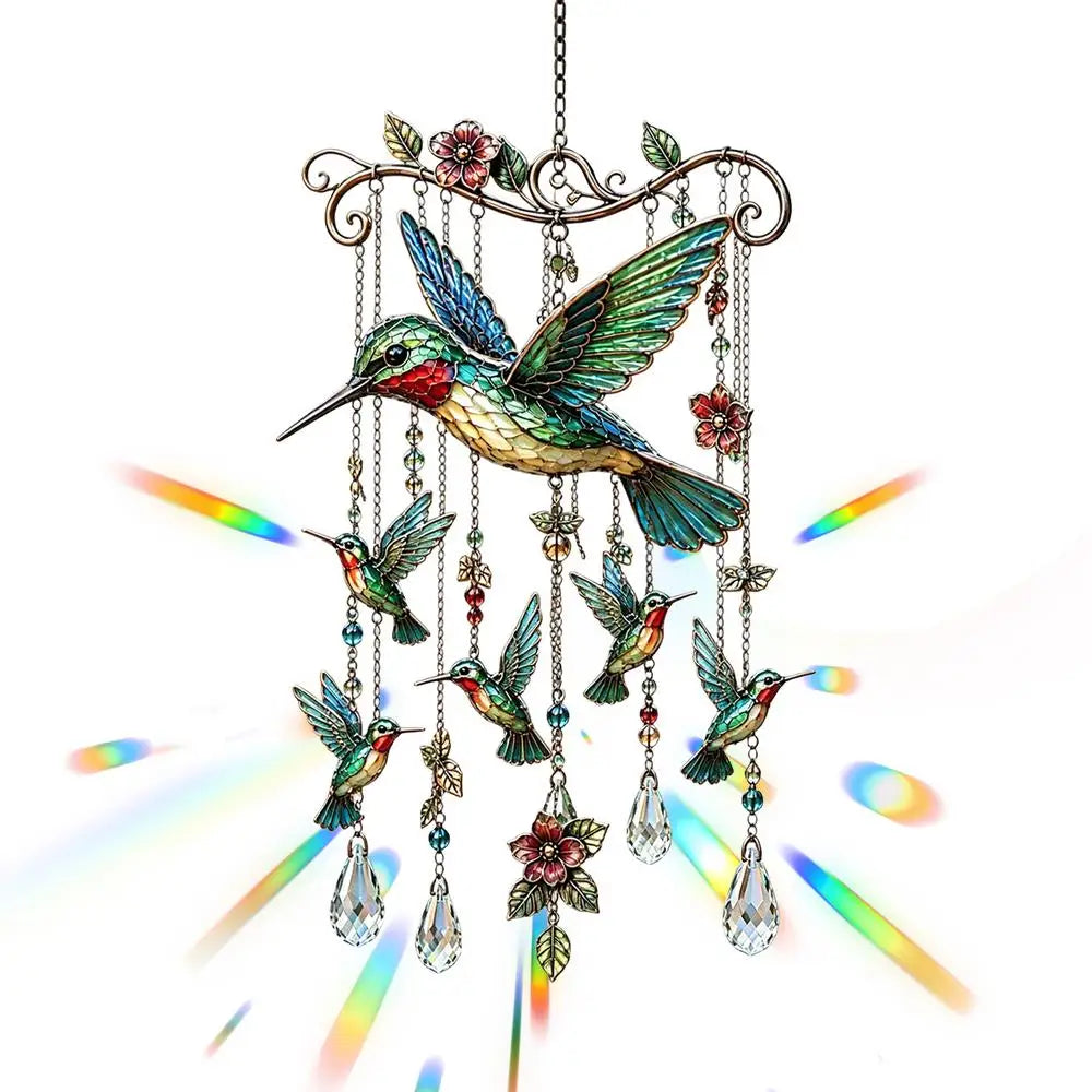 Bird Wind Chimes Garden Decoration Crystal Pendants Homeowners Nature Qme Red CN