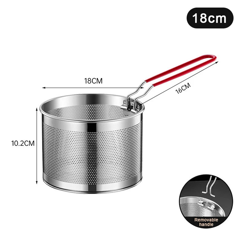 Stainless Steel Fried Mesh Kitchen Fry Basket Cooking Pan Oil Qme 18cm