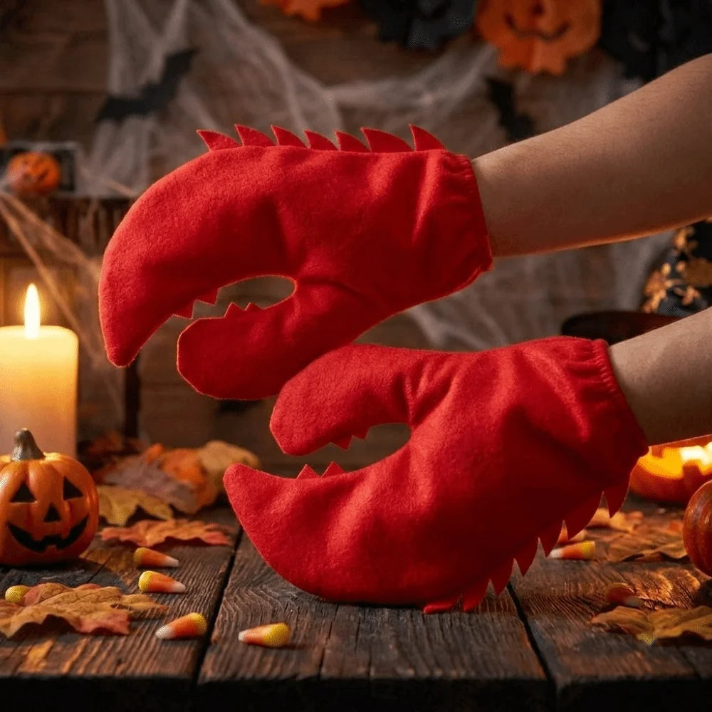 Novelty Cartoon Crab Pliers Gloves Creative Polyester Dress Up Mitten Qme