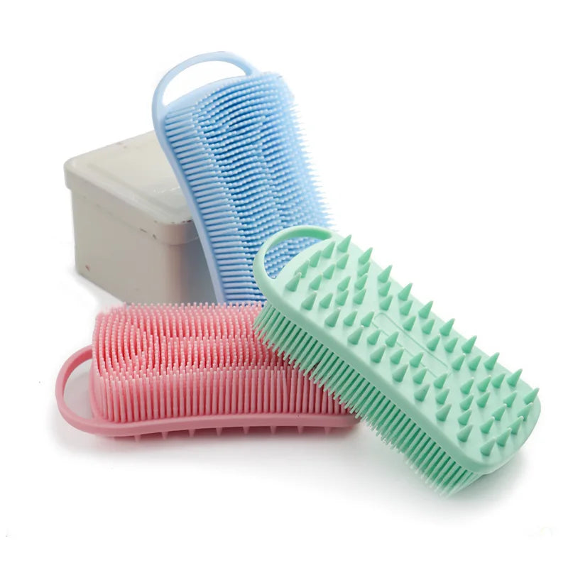 Double Sided Silicone Shower Brush 2 In 1 Exfoliating Body Brush Multi-Function Skin Cleaning Silicone Bath Brush Massage Brush Qme