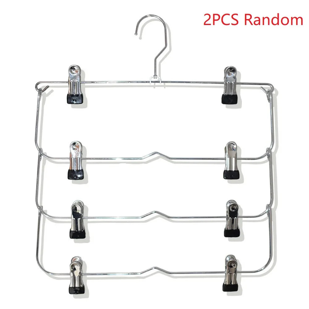 Multi-Functional Home Non-Slip Metal Pants Rack New Creative Stainless Steel Seamless Hanger Simple Storage Skirt Rack Qme 2pcs Random