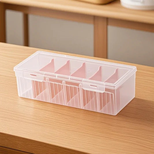 Desk Organizer Box Classification Stationery Transparent Plastic Qme