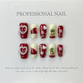 Christmas Shiny Red Fake Nails Cute Press Hand-painted Snowflake Qme GJ-CDJ-571-S