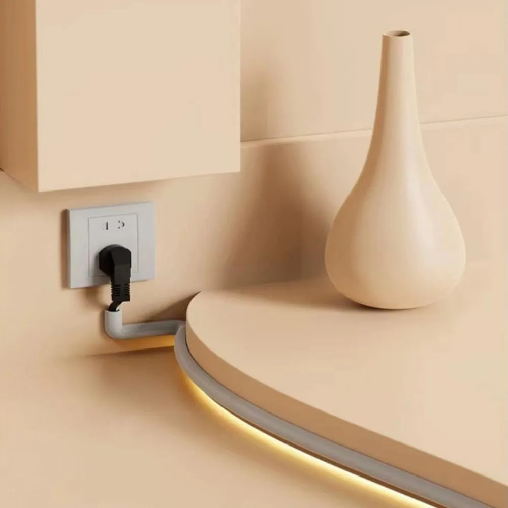 Arc Floor Cable Protector Invisible Flexible Cable Tray PVC Self-adhesive Anti-Step Protector Wire Organizer Home Decoration Qme