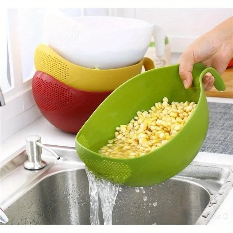1pc Multi Functional Cleaning and Filtering Basket - with Handle, a Creative Plastic Filter Basket for Fruits and Vegetables Qme