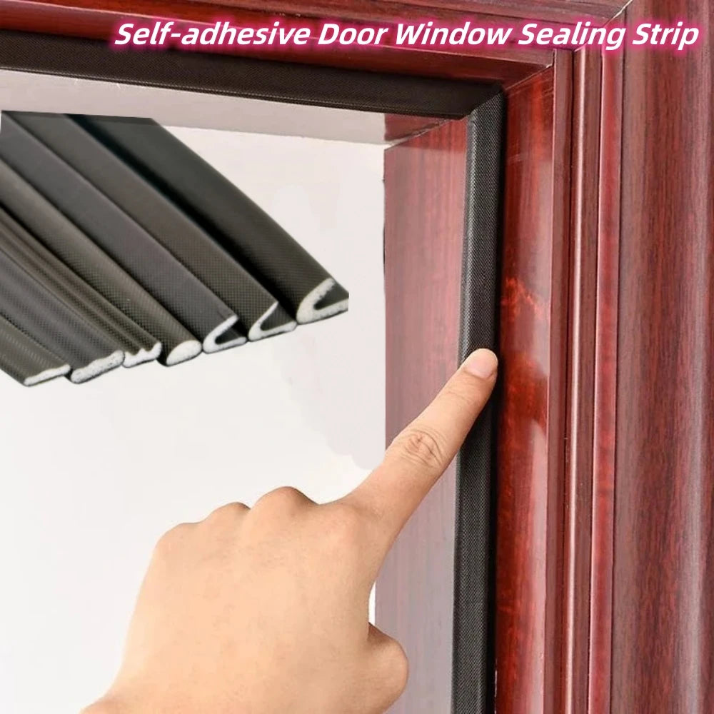 5M Door Window Sealing Strip Self-adhesive Soundproof Dustproof V-type Foam Sealing Tape Windproof Door Seal Gap Filler Qme