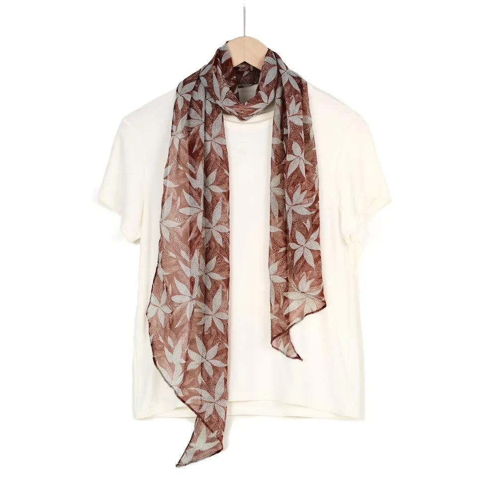 Retro Ribbon Leopard Print Scarf Flower Dressing Decoration Scarf Headband French Style Thin Long Scarves Spring Summer Qme Style M