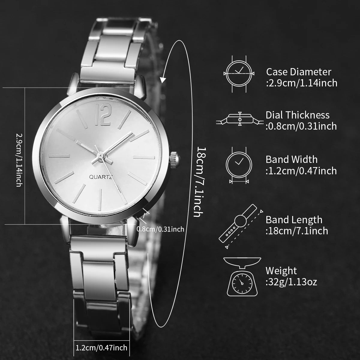 2PCS/Set Ladies' small dial casual versatile quartz watch for middle and high school students Qme