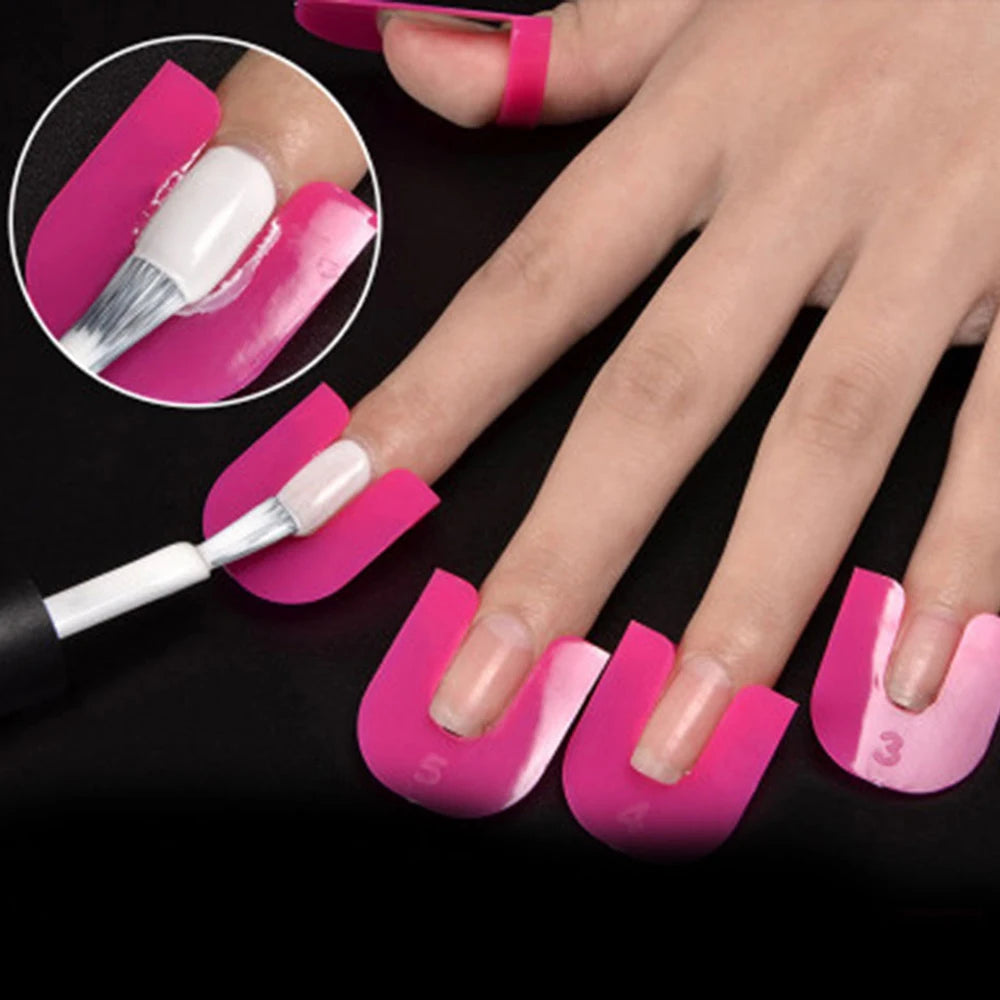26pcs/set 10 Sizes G Curve Shape Nail Protector Varnish Shield Finger Cover Spill-Proof French Stickers Manicure Nail Clips Qme
