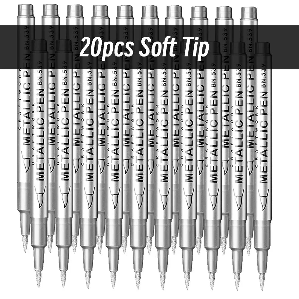 3pcs Brush Metallic Paint Marker Pens Gold Silver Color Permanent Art Marker For Manga Crafts Scrapbooking Stationery Supplies Qme 20p Soft Silver
