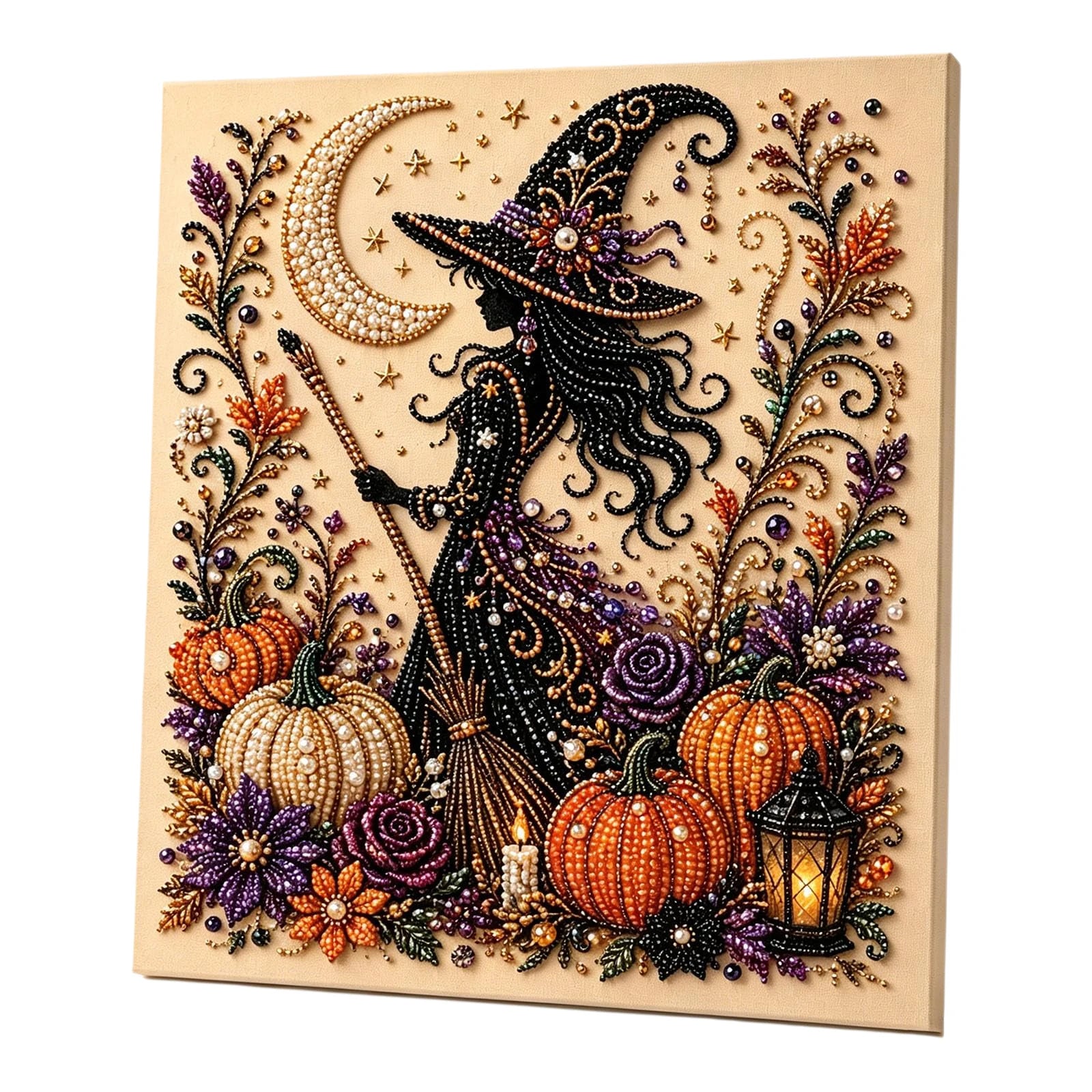 DIY Halloween Framed Diamond Art Pearl Painting Kit 7.87x7.87inch Pearl Diamond Dots Gem Art Craft Pearl Diamond Dots Painting Qme C