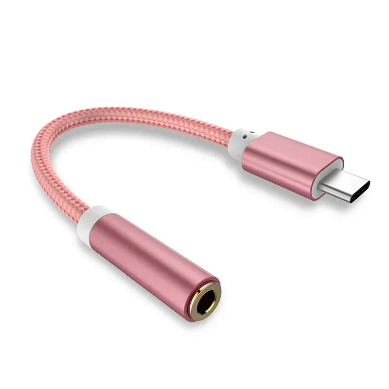 10pcs USB Type C To 3.5mm Audio Jack Adapter for Wired Headphones Connecting Cellphones Type C To Earphones Cable Converter Qme rose golden
