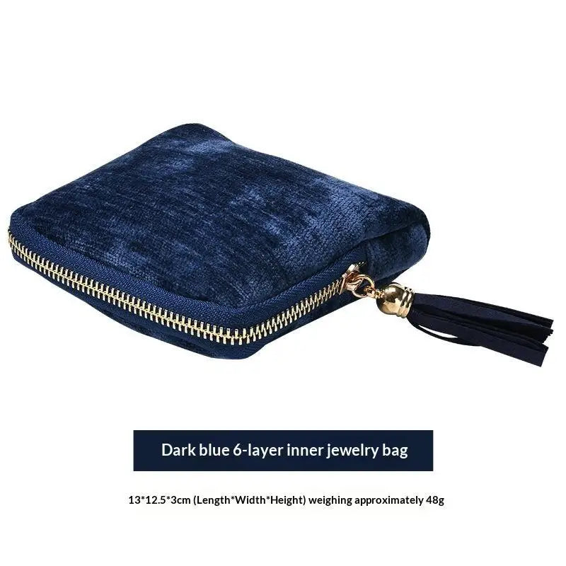 Soft Velvet Portable Jewelry Storage Bag Multi Slots Golden Zipper For Travel Bracelet Earring Necklace Storage Qme A3