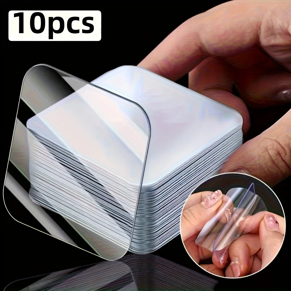 10Pcs super non-punching double-sided nano-tape, auxiliary fixing sticker transparent strong sticker transparent magic double-si Qme 10pcs