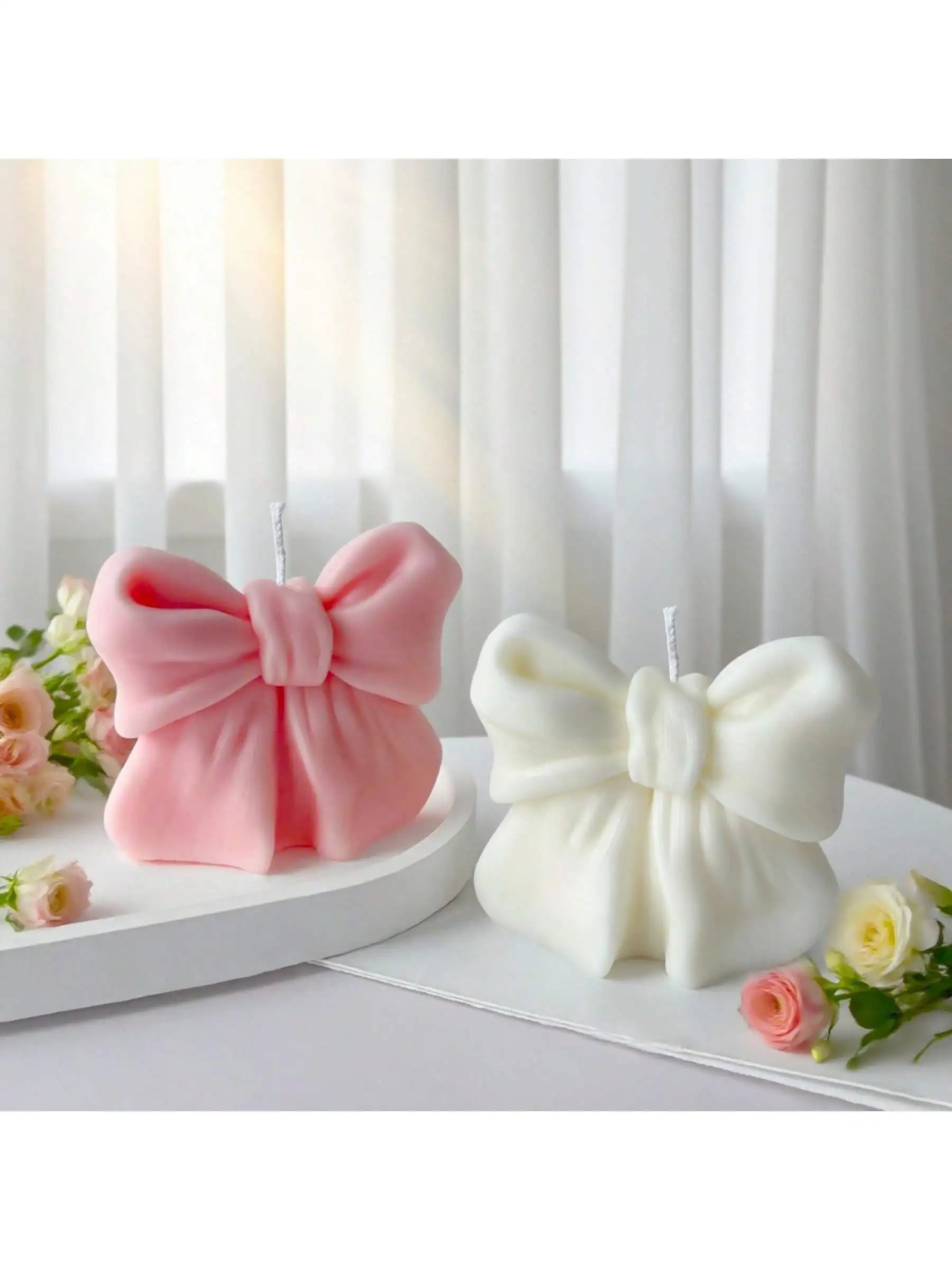 Bow Scented Candle 3D Design Long-lasting Fragrance Suitable Home Qme