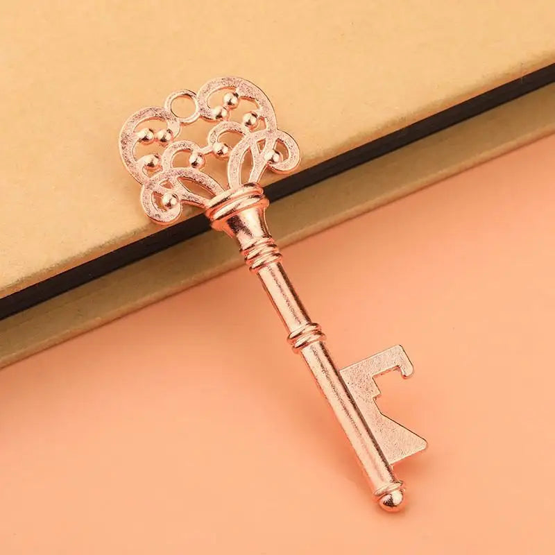 Creative Portable Vintage Key Shaped Alloy Keychain Beer Bottle Qme Rose Gold
