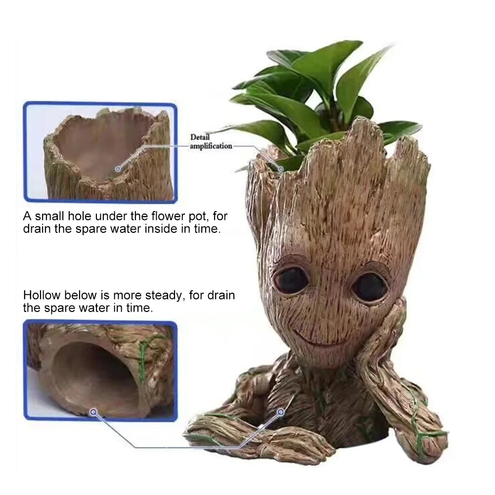 Popular Flower Pot Plants Basin Home Office Decoration Figurines Handmade Miniature Model Action Figure Tree Man Ornament Qme