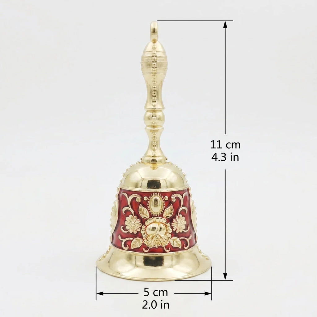 Brass Handicraft Large Engraved Hand Bell Loud and Clear Sound for Meditation Church Bronze Bell Creative Dining Service Bell Qme