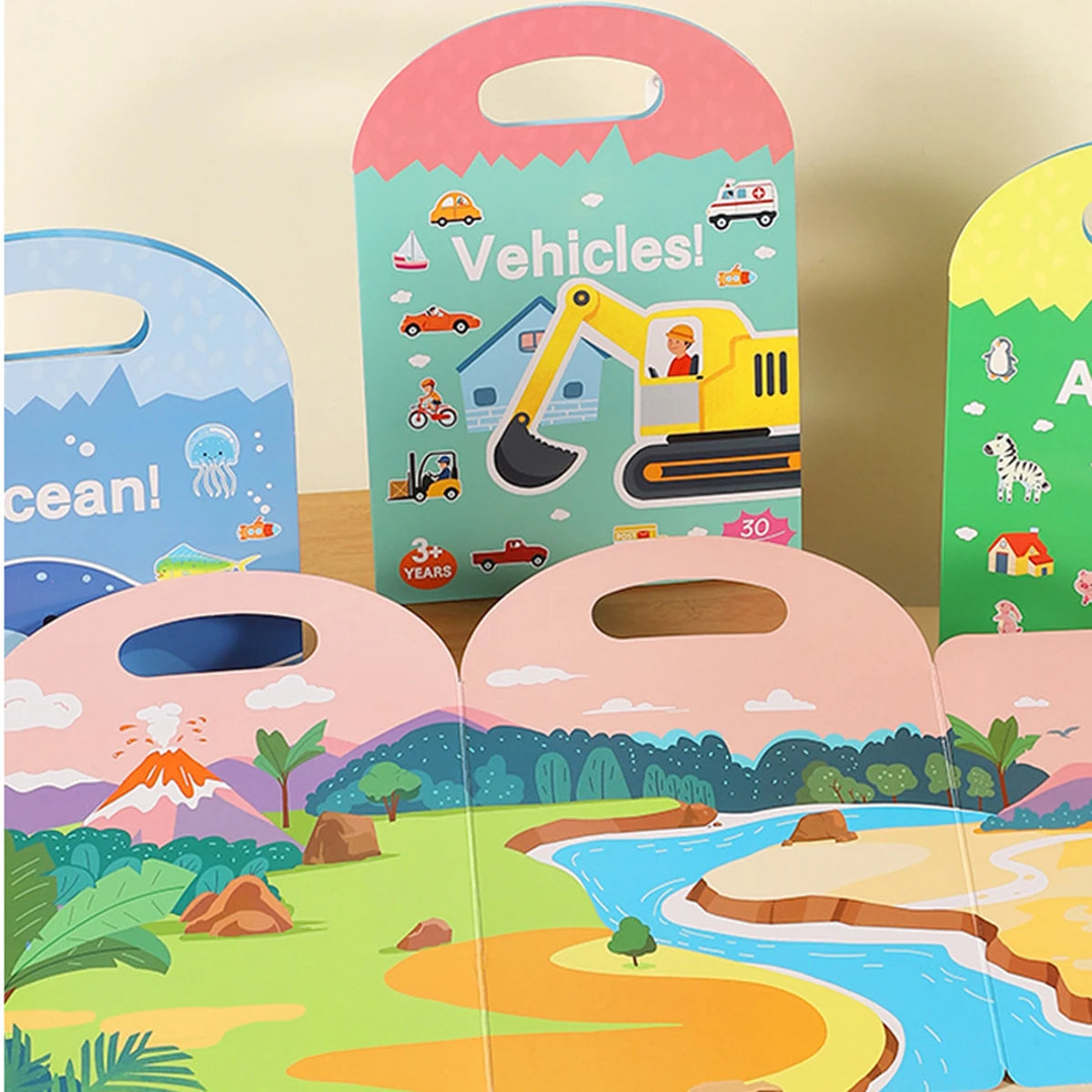 Reusable Sticker Book for Kids Vehicles Stickers Educational Learning Travel Stickers Activity Books for Toddler Girls Boy Qme
