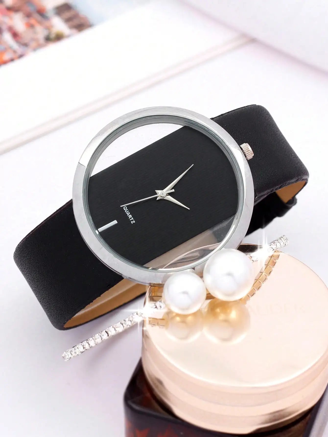 2pcs Set Luxury Women Bracelet Quartz Watches For Women Leather Watch Ladies Sports Dress Wrist Watch Clock Relogio Feminino Qme Black set