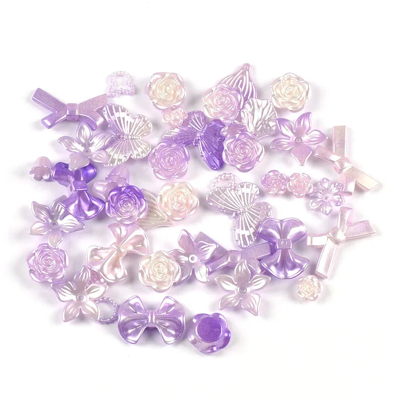 50g 1-4cm 8Colors Flower/Mermaid Mixed Resin Cabochons Embellishments Flatback DIY Crafts Making Jewerly Handmade Decor c4121 Qme